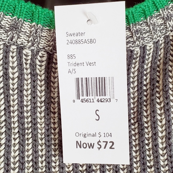 CABI TRIDENT VEST GRAY/GREEN SWEATER  TOPS SZ S - Picture 4 of 6